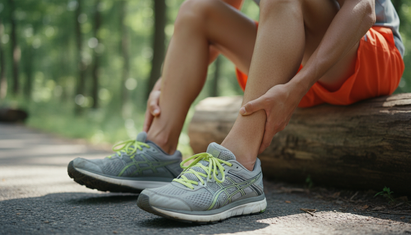 Man wearing work boots with proper insoles for Achilles tendonitis prevention