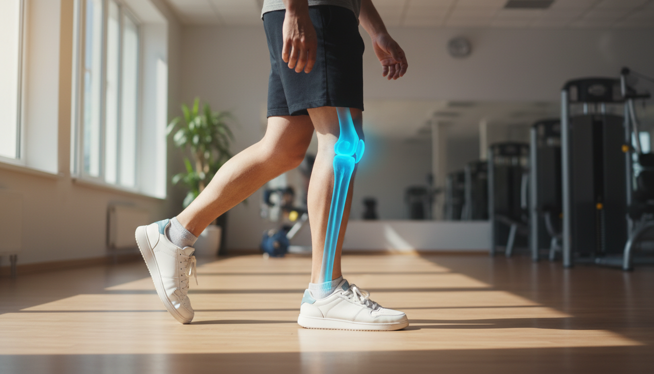 Man wearing supportive insoles while standing at work