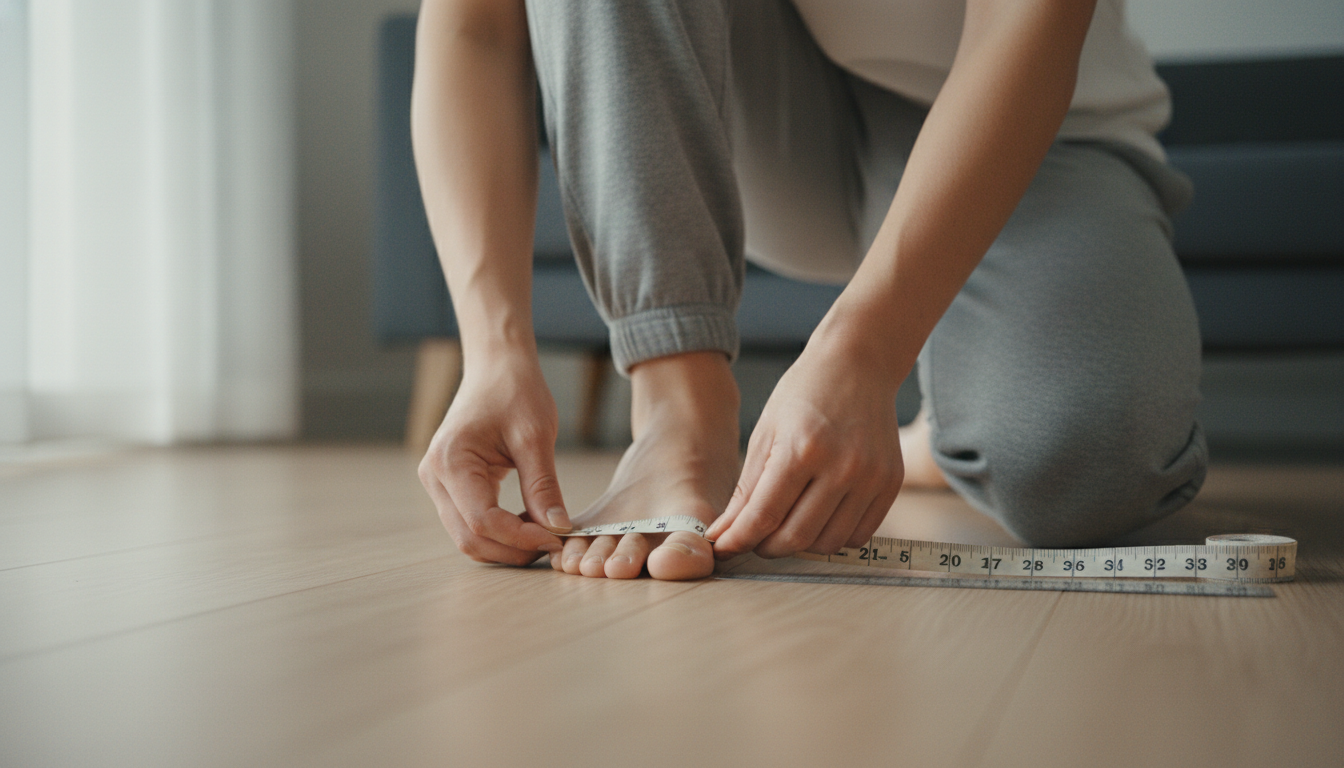 Measuring feet for proper insoles to prevent plantar fasciitis
