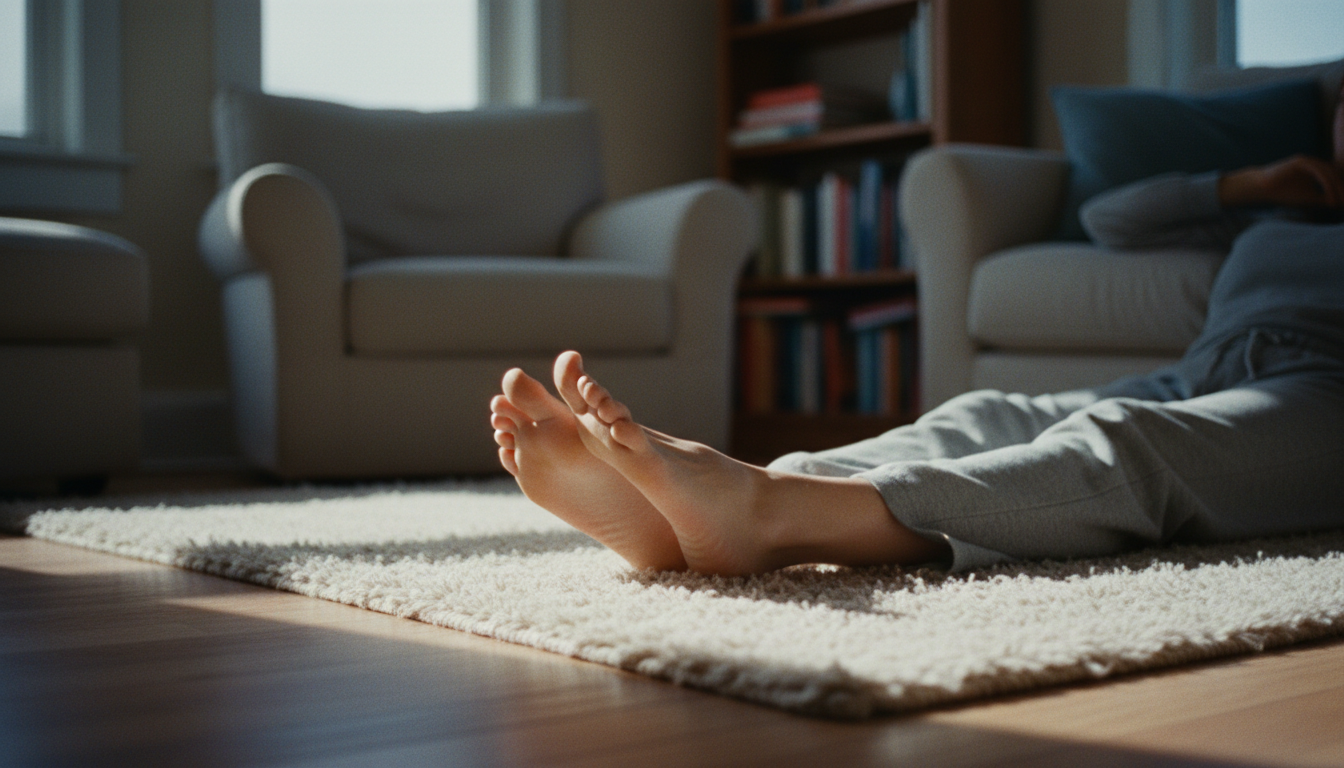 Person massaging their sore feet after a long day