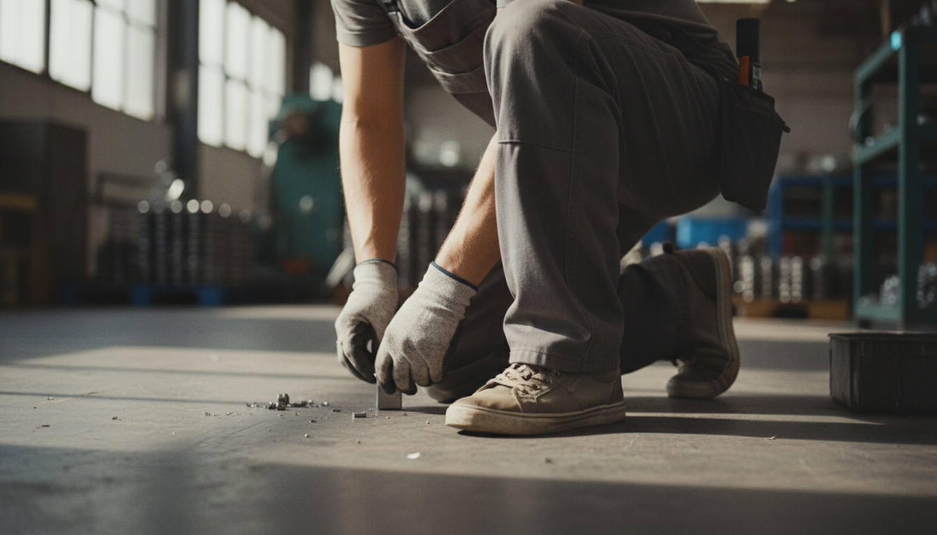 Man experiencing foot fatigue from repetitive work tasks