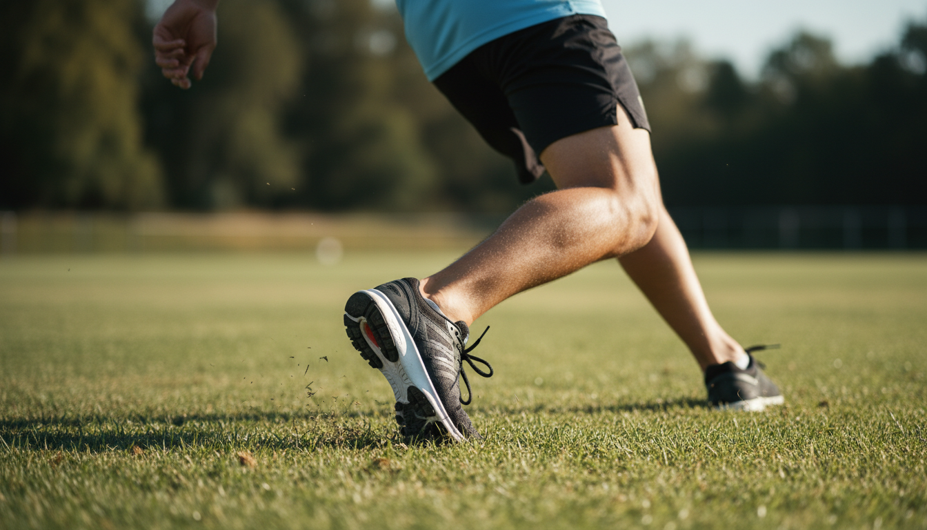Athletic feet in motion showing the importance of foot stability for agility and speed