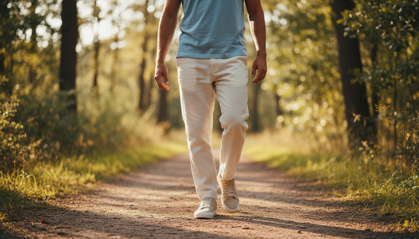 Man wearing supportive insoles to manage foot impact from body weight