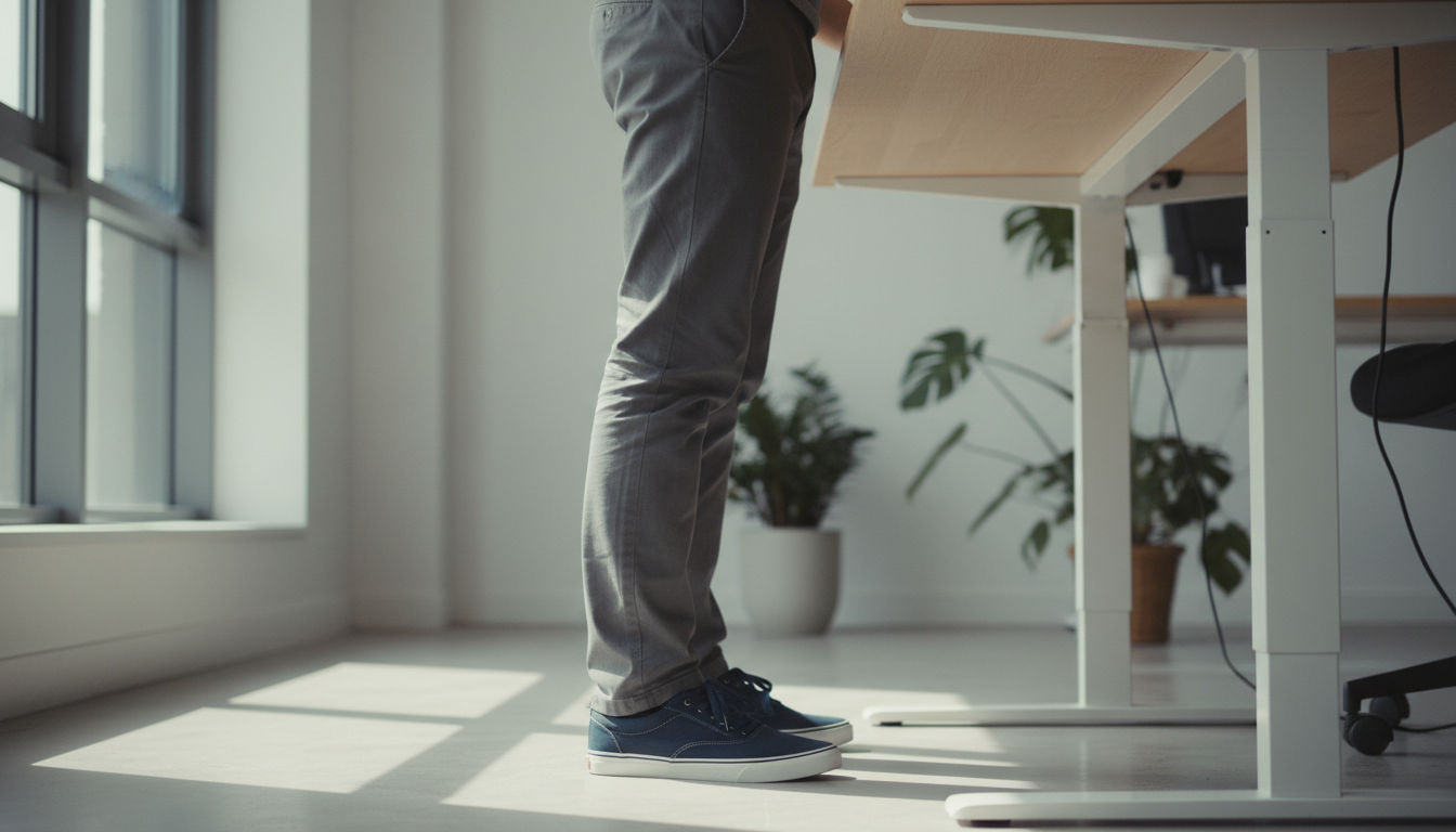 Man experiencing foot pain at work affecting productivity