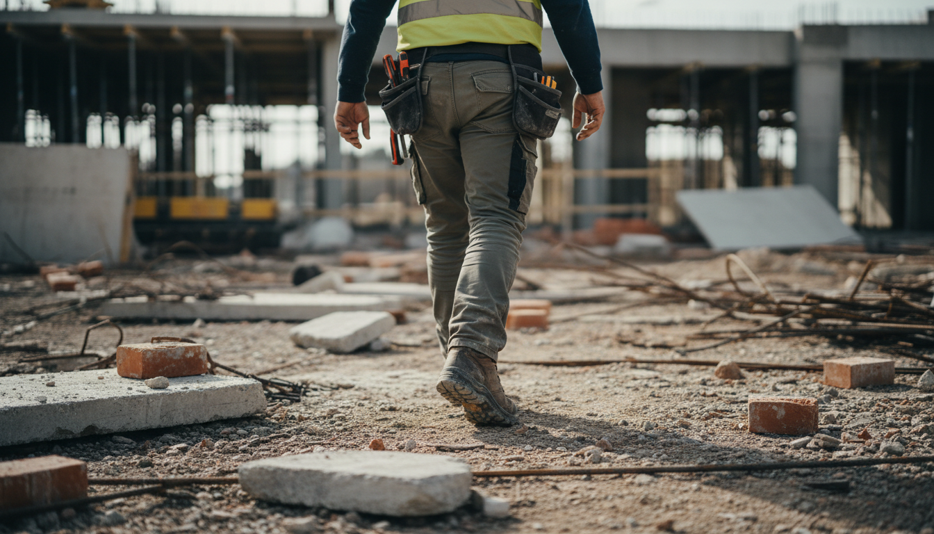 Workers wearing protective footwear with insoles for outdoor labor environments