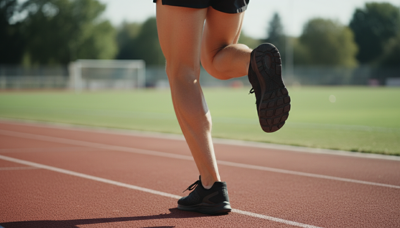 Athlete demonstrating proper foot mechanics with sports insoles