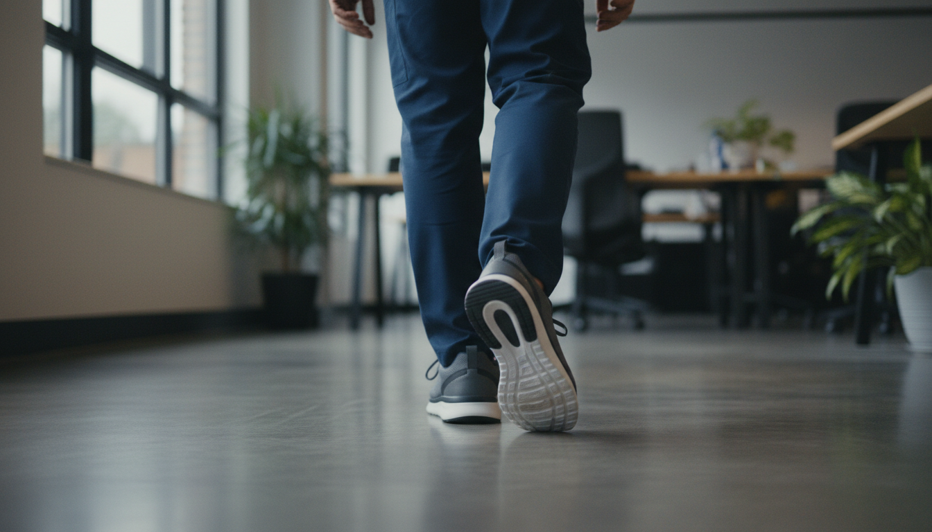 Man relieving foot fatigue with quality work boot insoles