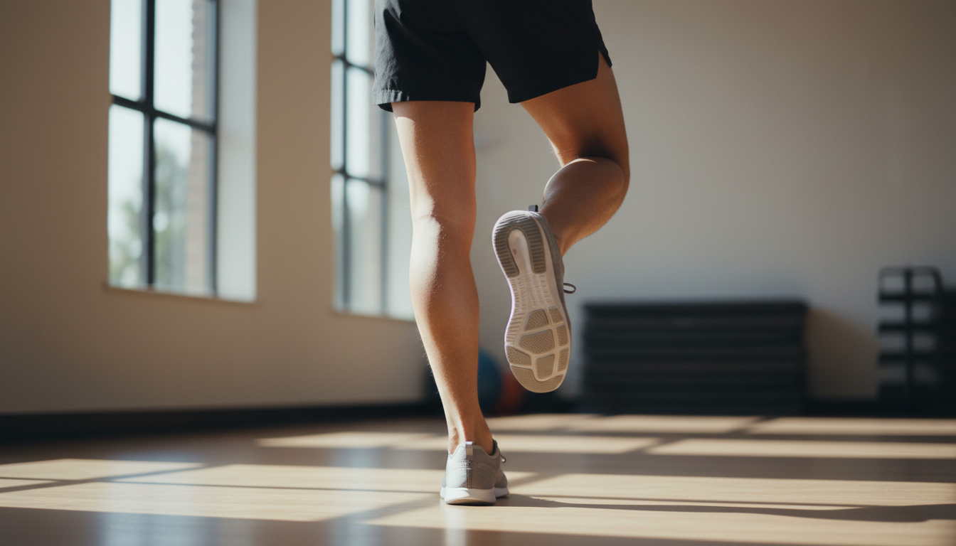 Athlete demonstrating proper foot stability and balance techniques with sport insoles