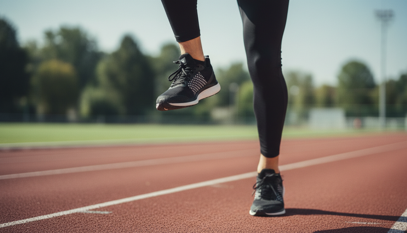 Athlete working on foot mobility exercises with specialized insoles