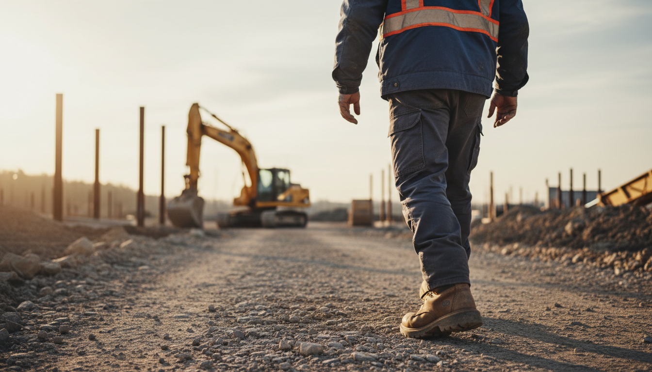 Foot Protection Tips for Outdoor Jobs with Sharp Objects - Worker wearing protective footwear on construction site