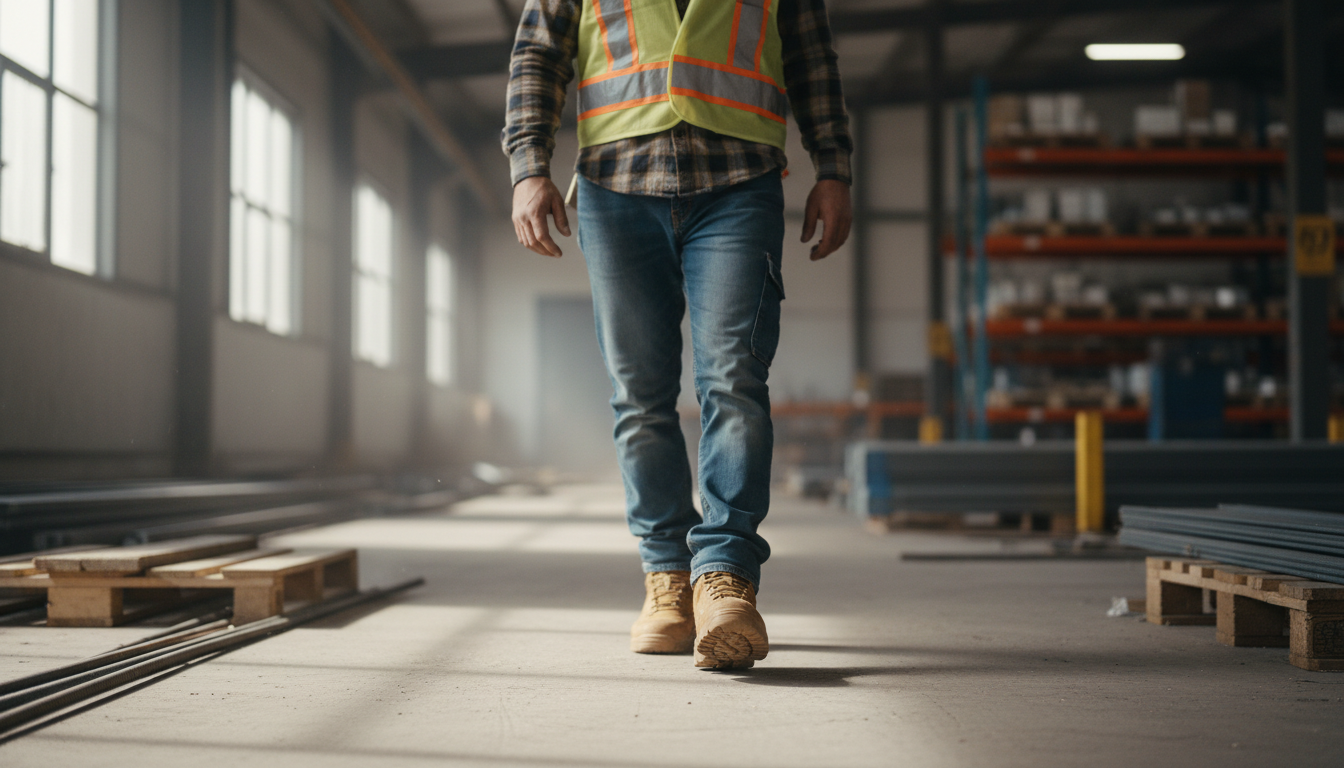 Foot Protection Strategies for Warehouses and Construction Sites - Worker wearing protective footwear in industrial environment
