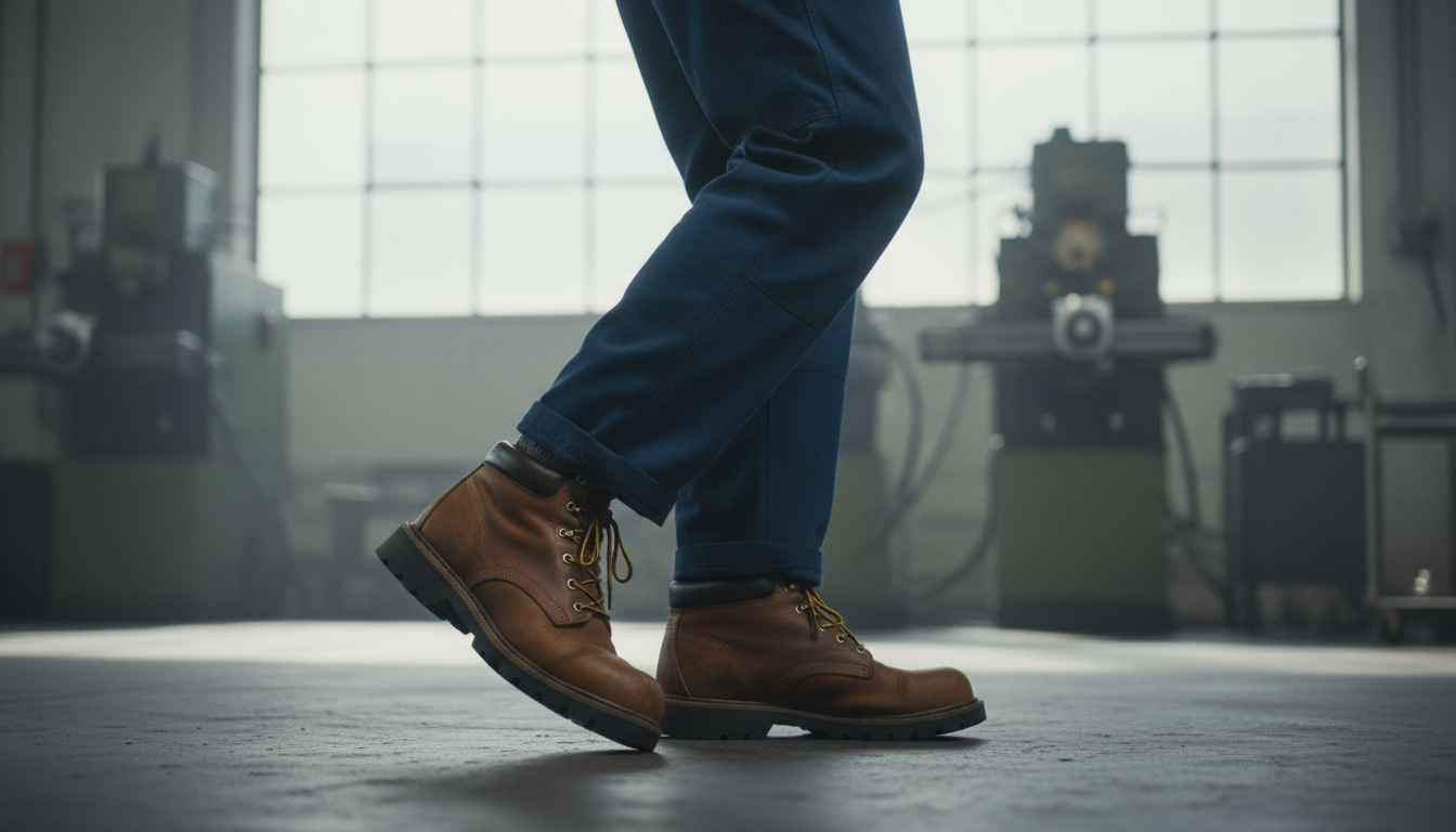 Worker experiencing foot discomfort from frequent direction changes at work