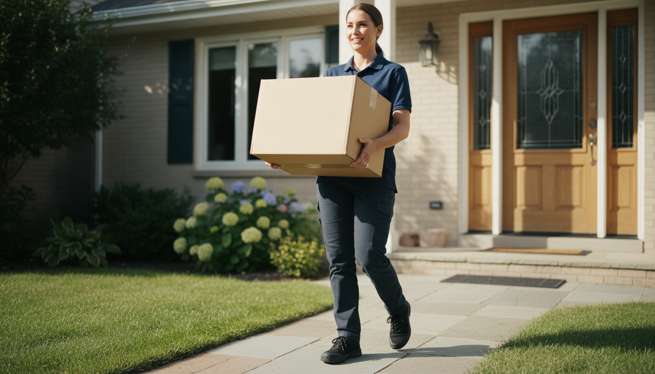 Delivery driver experiencing foot fatigue while working
