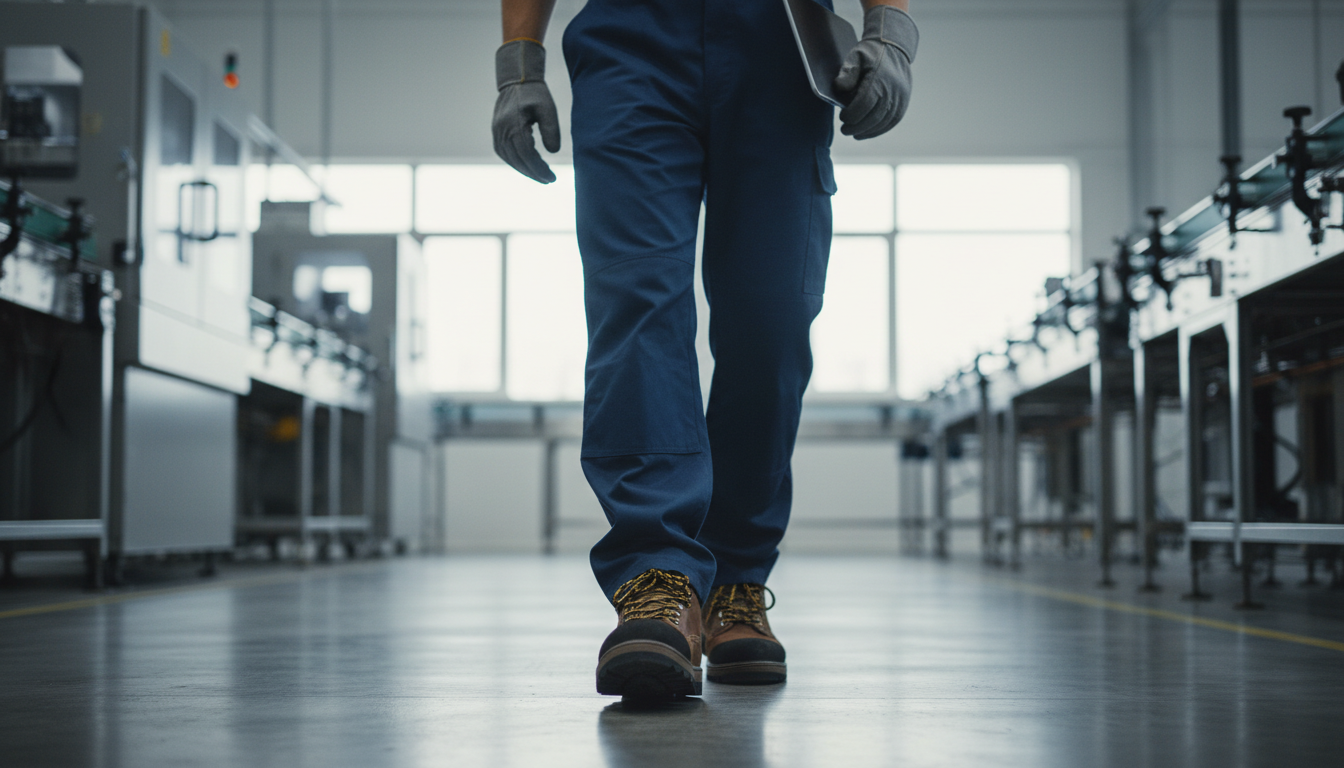 Foot Care Tips for Manufacturing Employees - Worker standing on factory floor
