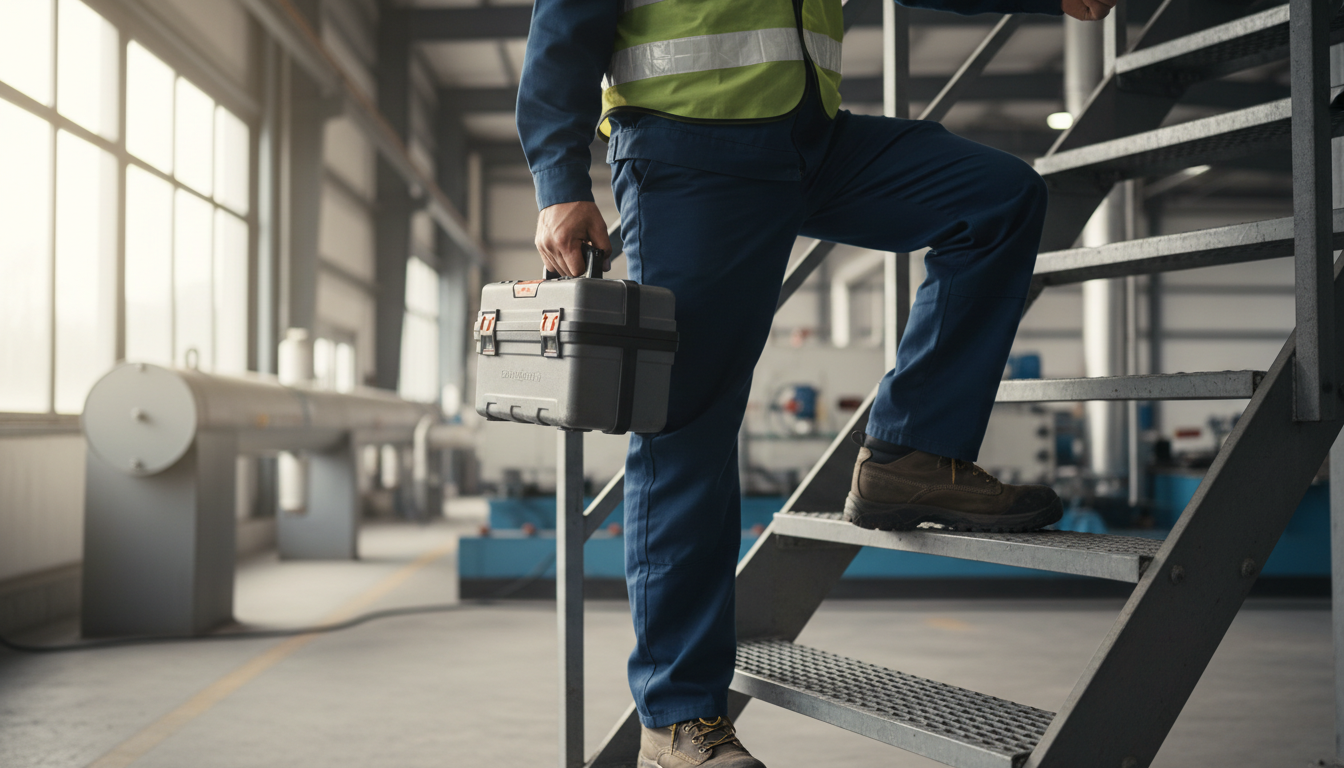 How Frequent Stair Climbing Affects Your Feet and Ankles - Worker climbing stairs