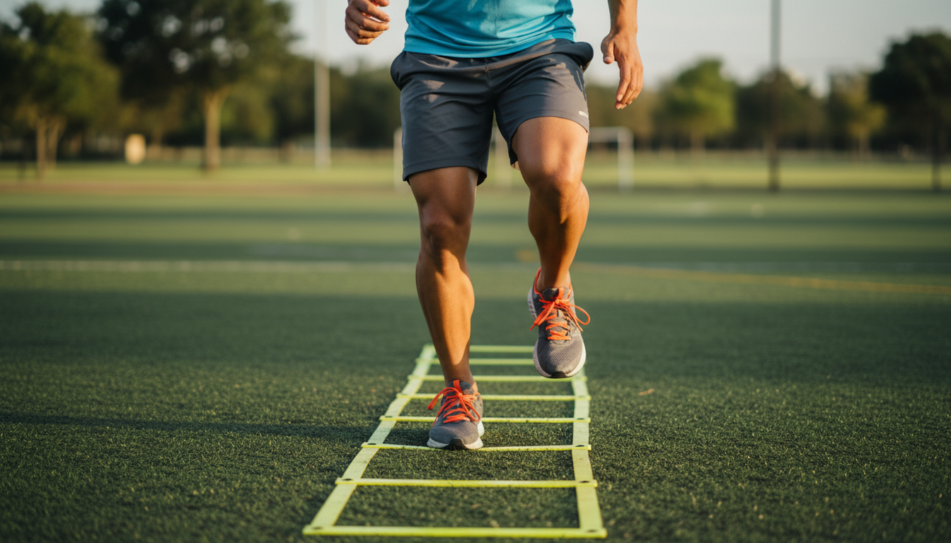 Athlete performing quick direction changes highlighting foot stress and biomechanics
